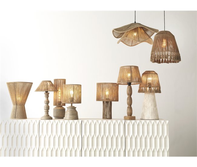 Conforama Lámpara De Mesa De Fibra Natural