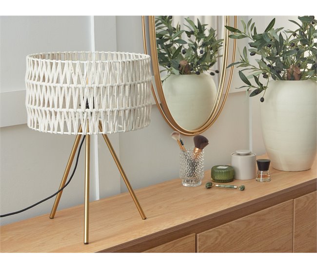 Conforama Lámpara De Mesa De Metal Beige CULEBRA