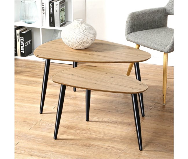 Conforama Lote De 2 Mesas Nido Con Patas De Metal