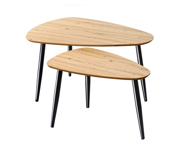 Conforama Lote De 2 Mesas Nido Con Patas De Metal