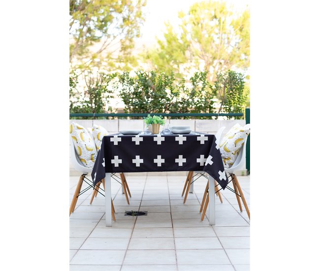 Conforama Mantel Cruces - Negro - Mesa 90x90 (150x150)