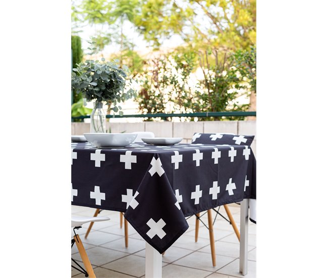 Conforama Mantel Cruces - Negro - Mesa 90x90 (150x150)