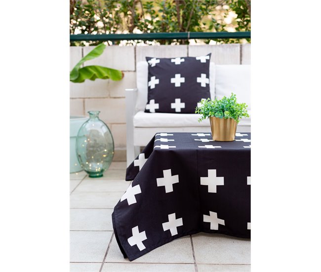 Conforama Mantel Cruces - Negro - Mesa 90x90 (150x150)