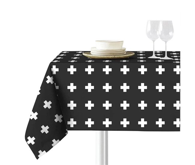 Conforama Mantel Cruces - Negro - Mesa 90x90 (150x150)
