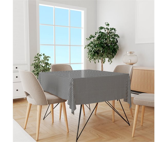 Conforama Mantel Vichy - Negro - Mesa 90x90 (150x150)