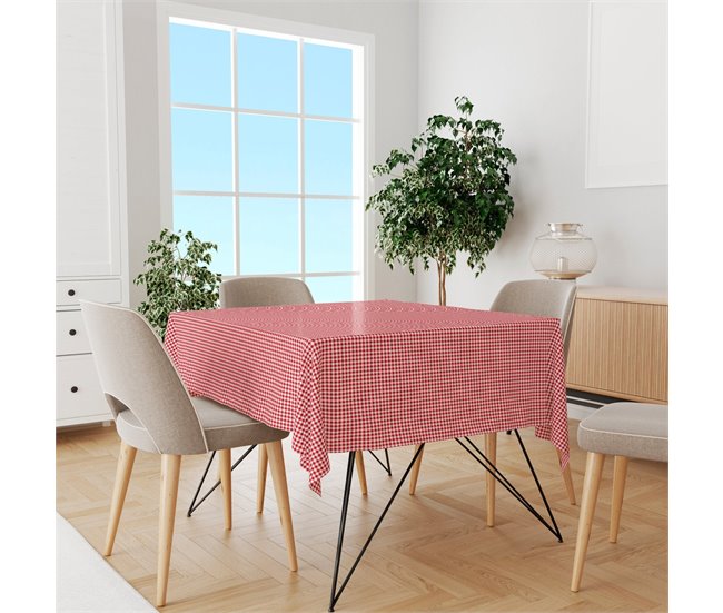 Conforama Mantel Vichy - Rojo - Mesa 90x90 (150x150)