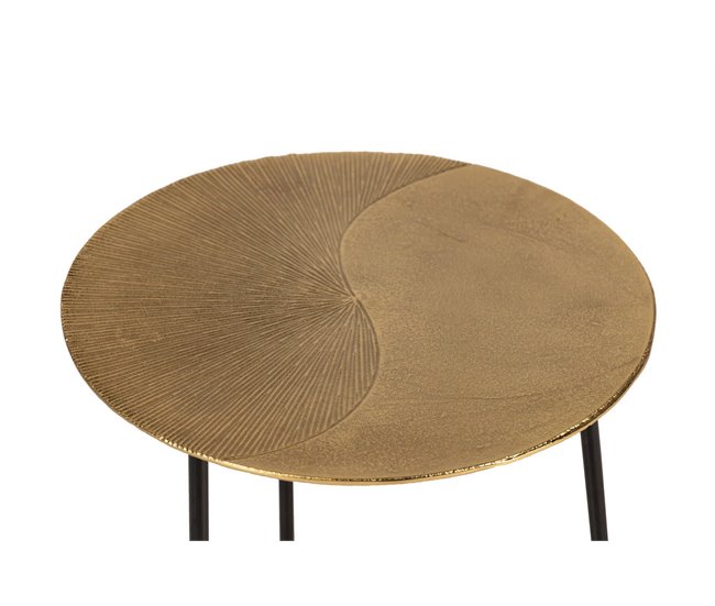Conforama Mesa Aux. Metal Dorado Negro 38x38x42 Cm