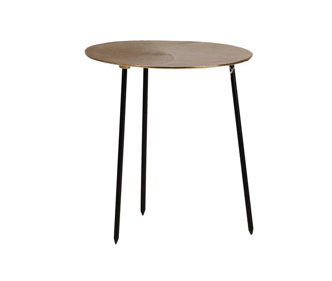 Conforama Mesa Aux. Metal Dorado Negro 38x38x42 Cm