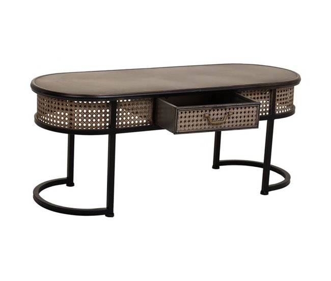 Conforama Mesa Auxiliar De Metal Marrón 110x42x45
