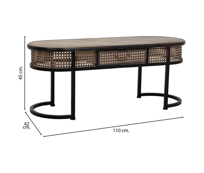 Conforama Mesa Auxiliar De Metal Marrón 110x42x45