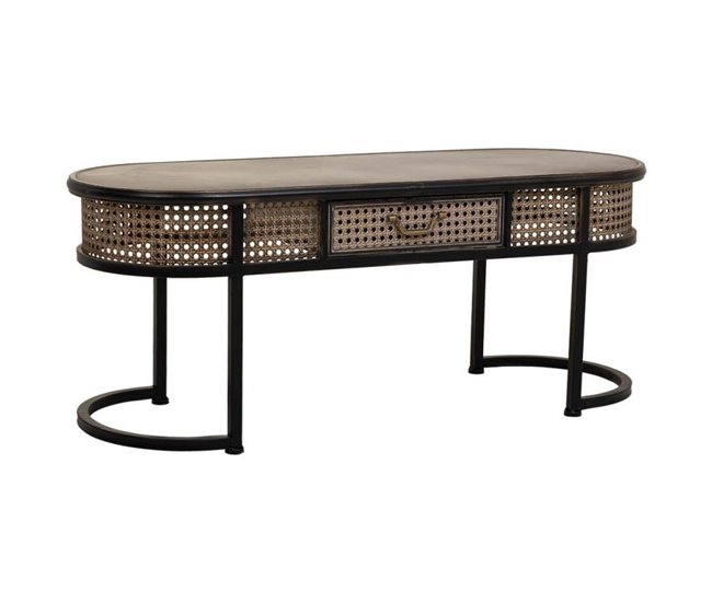 Conforama Mesa auxiliar de metal marrón 110x42x45