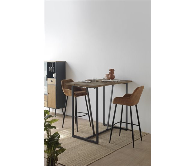 Conforama Mesa De Bar Metálica Con Sobre De Madera
