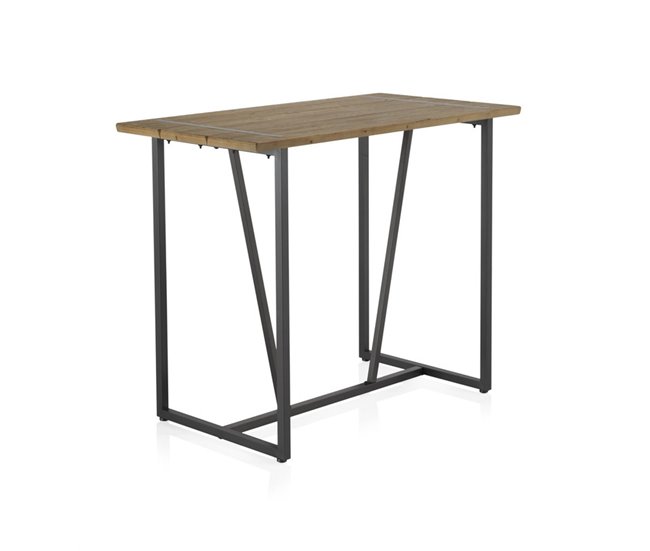 Conforama Mesa de Bar Metálica Con Sobre De Madera