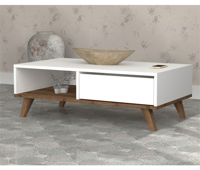 Conforama Mesa De Centro GLIN Color Blanco Y Nogal