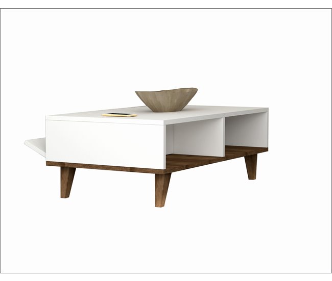 Conforama Mesa De Centro GLIN Color Blanco Y Nogal