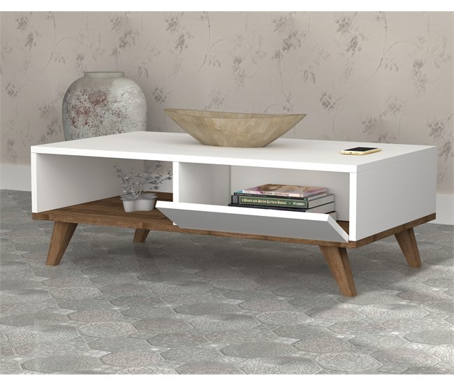 Conforama Mesa De Centro GLIN Color Blanco Y Nogal