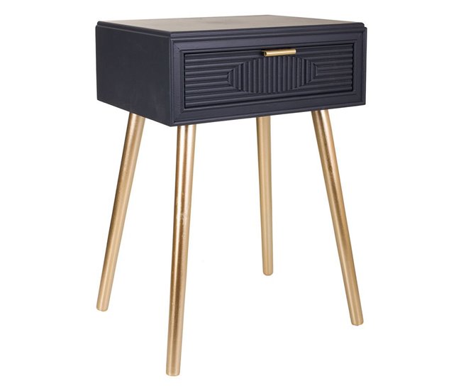 Conforama Mesita de madera gris oscuro 47x39x67