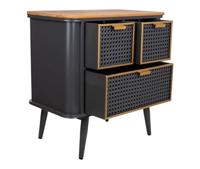 Conforama Mesita De Metal Y Madera Negro 58x33x60