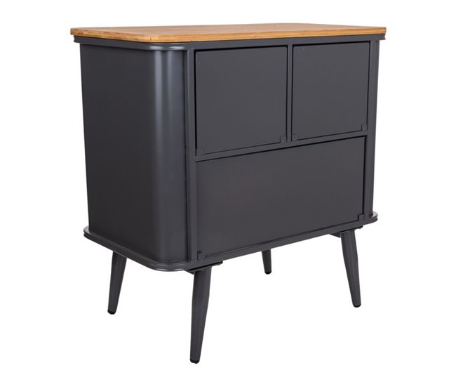Conforama Mesita De Metal Y Madera Negro 58x33x60