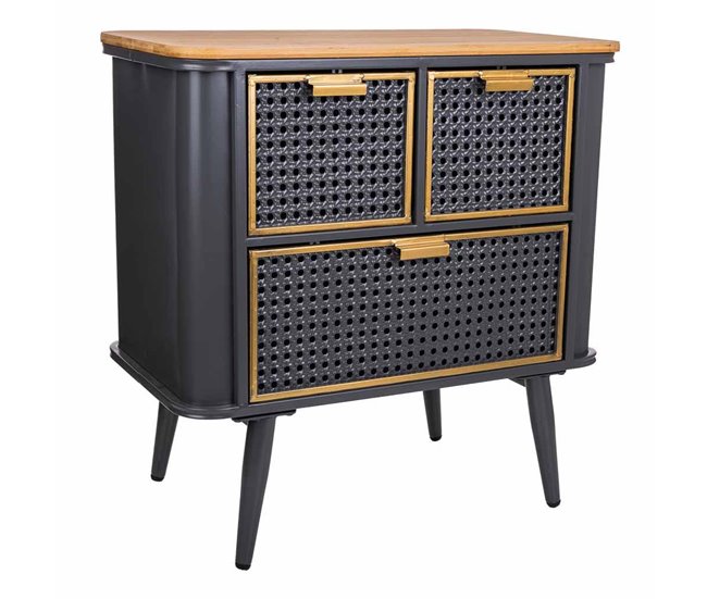 Conforama Mesita de metal y madera negro 58x33x60