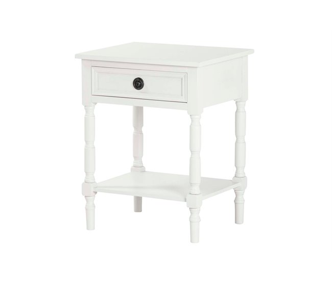 Conforama Mesita Madera Blanco 48x33x35 cm