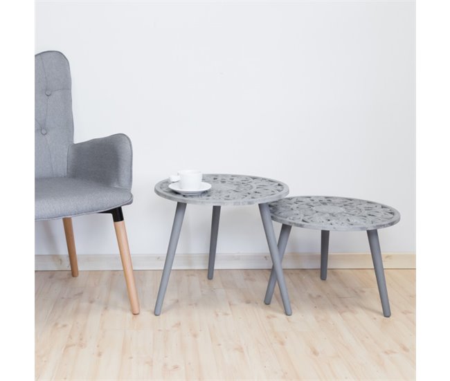 Conforama Mesita Set De 2 Gris 35 5xø48/45 5xø48cm