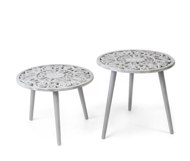 Conforama Mesita set de 2 gris 35 5xø48/45 5xø48cm