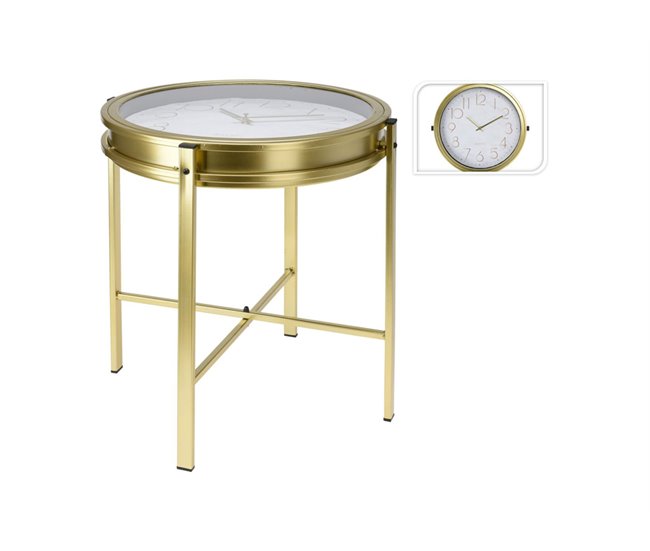 Conforama Mini mesa RELOJ 42x40cm color dorado