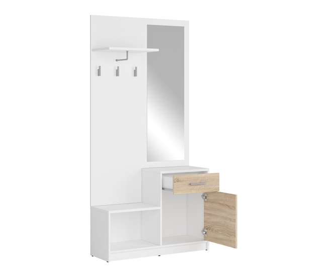 Conforama Mueble De Entrada Ewen Blanco Y Madera