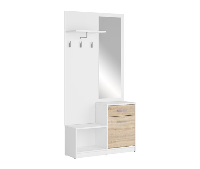 Conforama Mueble de entrada Ewen Blanco y Madera