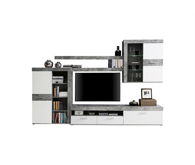 Conforama Mueble de salón AKRON blanco/gris