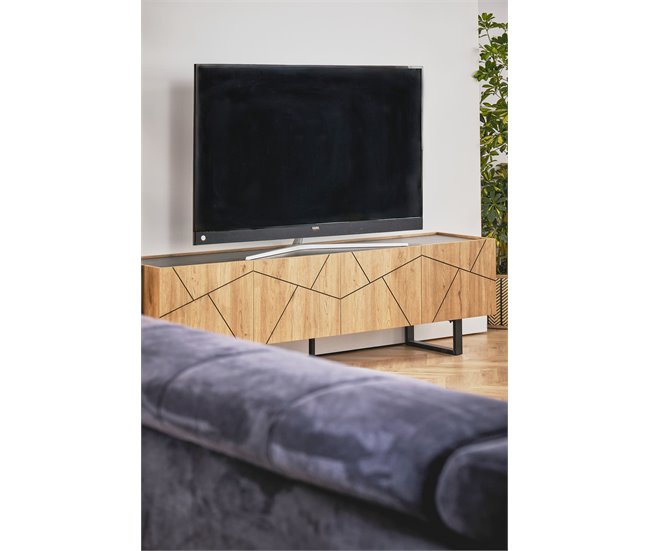 Conforama Mueble TV 4 Puertas MILENA Roble Y Negro