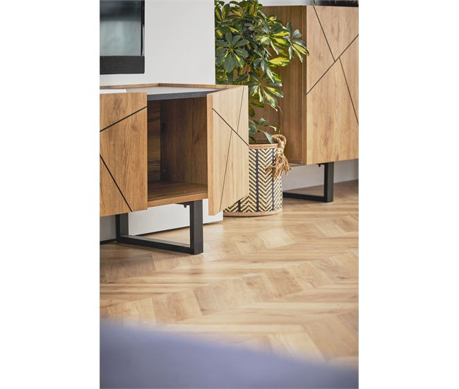 Conforama Mueble TV 4 Puertas MILENA Roble Y Negro