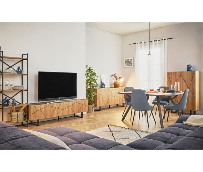 Conforama Mueble TV 4 Puertas MILENA Roble Y Negro