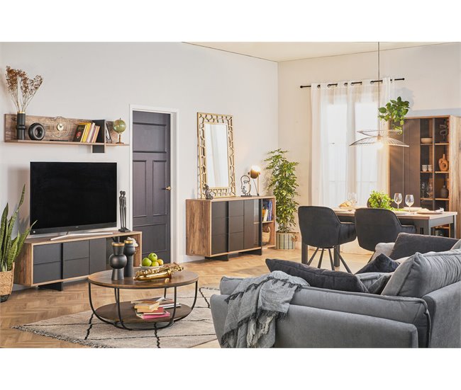 Conforama Mueble TV JOKKAZ Color Roble Y Negro