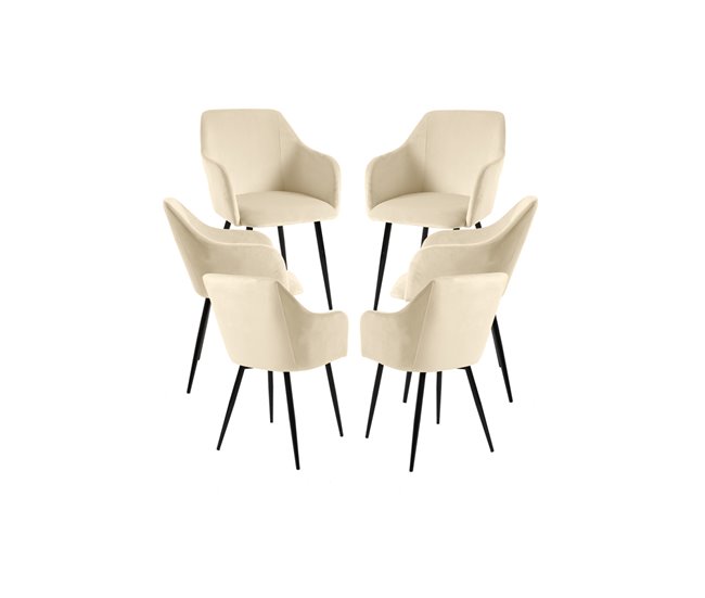 Conforama Pack 6 Sillas Puan Terciopelo - Beige
