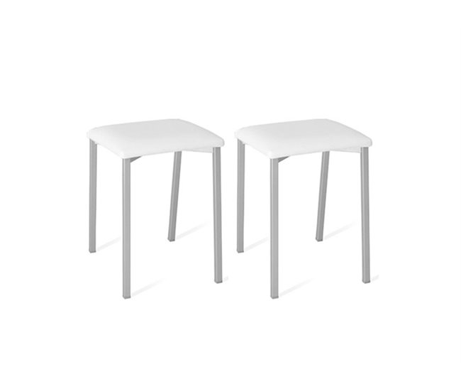 Conforama Pack de 2 taburete bajos WIX blanco