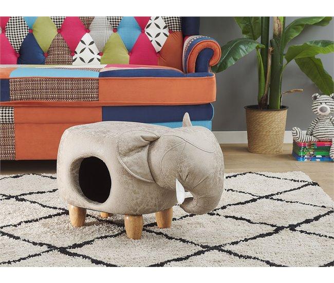 Conforama Puf Tapizado Con Almacenaje Gris JUMBO