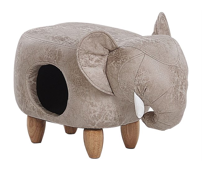 Conforama Puf tapizado con almacenaje gris JUMBO