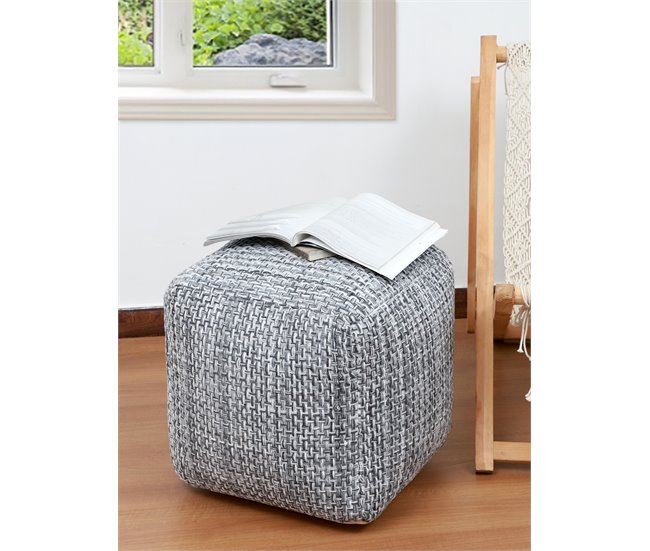 Conforama Puff Algodón DAVU 45x45cm Color Gris