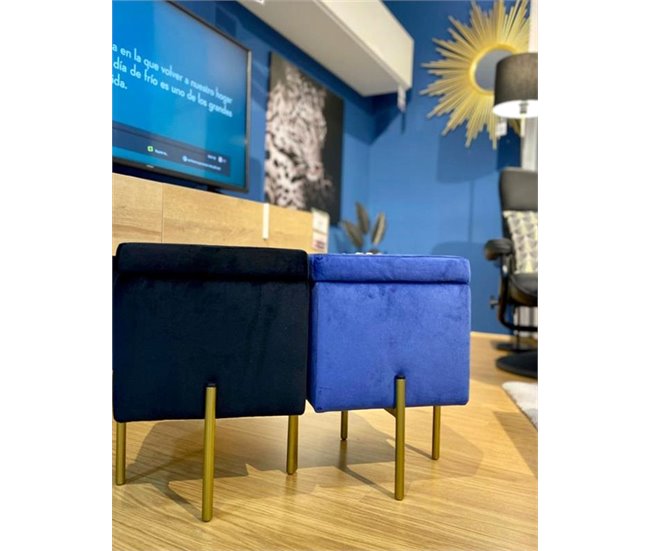 Conforama Puff BUTCH tapa terciopelo 30x36cm azul