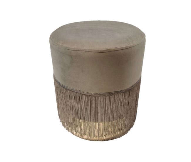 Conforama Puff de madera y terciopelo BANGS