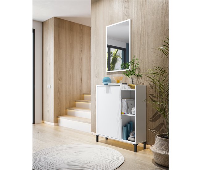 Conforama Recibidor Con Espejo Blanco Mate HELLO