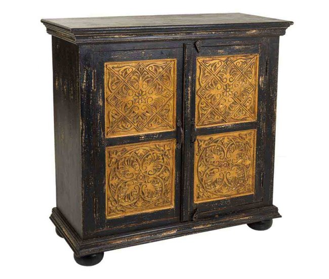 Conforama Recibidor de madera negro 90x40x90 cm