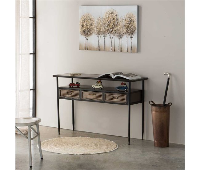 Conforama Recibidor De Metal Marrón 122x42x80h Cm