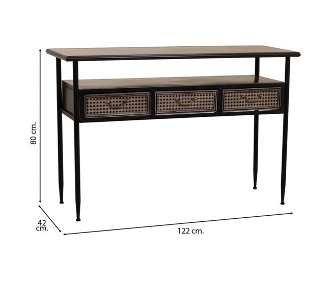 Conforama Recibidor De Metal Marrón 122x42x80h Cm