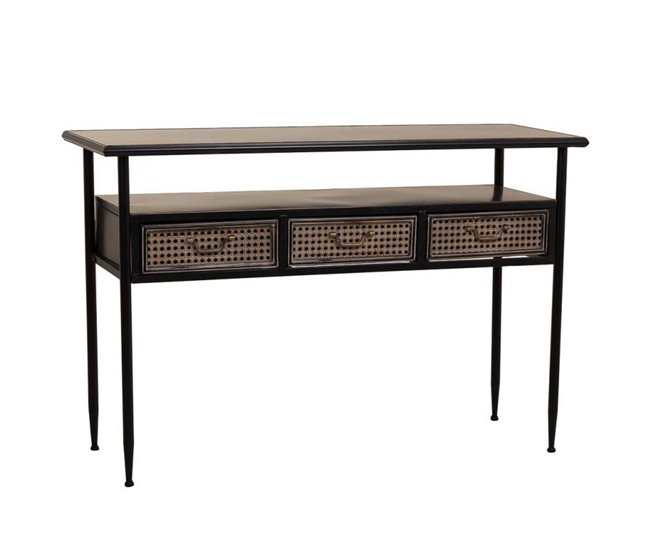 Conforama Recibidor de metal marrón 122x42x80h cm