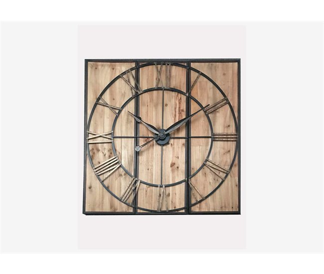 Conforama Reloj TRÍPTICO II madera y metal negro