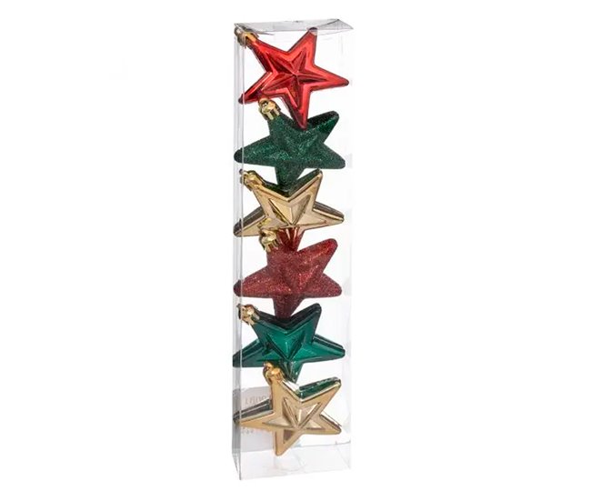Conforama Set de 6 estrellas de Navidad plástico