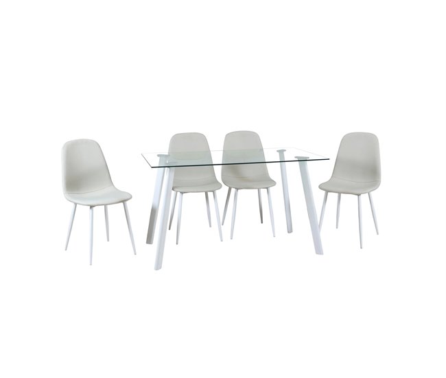 Conforama Set de salón AMINA 1 mesa y 4 sillas